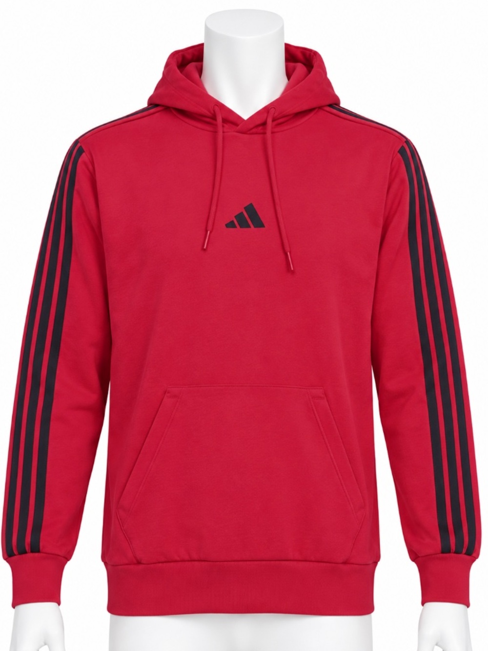 Adidas 3-Stripes Fleece PO Hoodie – NWT Mens Medium Pure Ruby / Blk - #50006-N9
